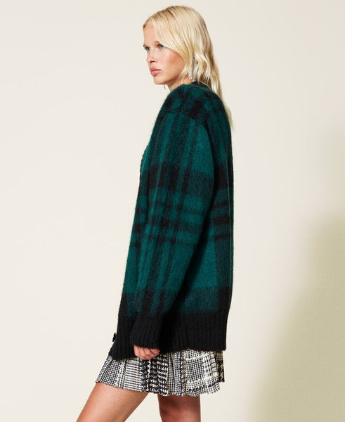 ⚡Cardigan in misto mohair check
