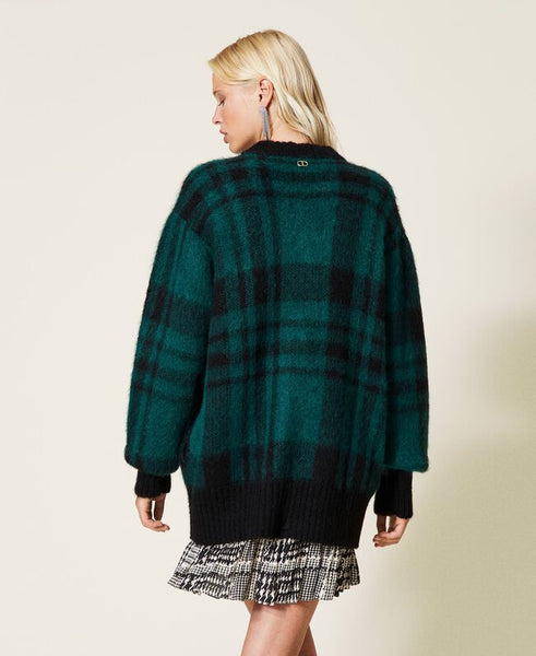 ⚡Cardigan in misto mohair check