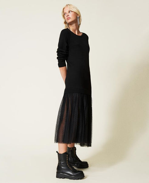 ⚡Abito lungo in maglia e tulle