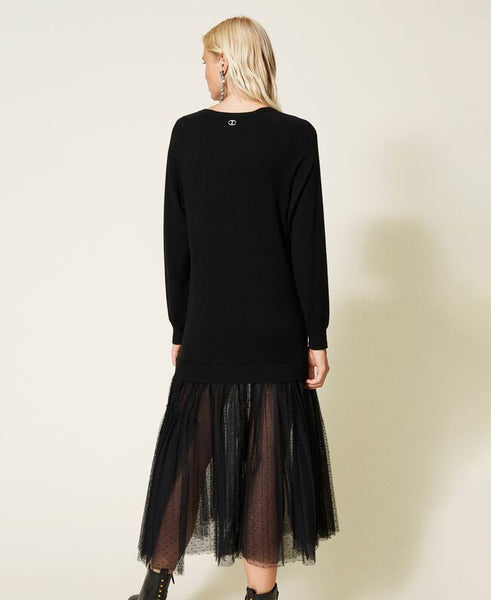 ⚡Abito lungo in maglia e tulle