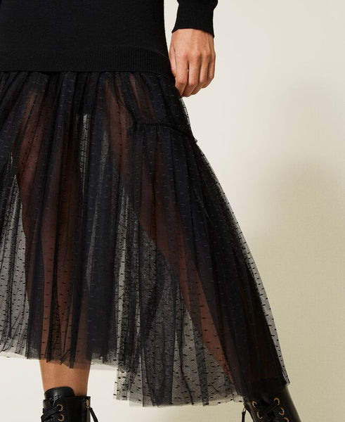⚡Abito lungo in maglia e tulle