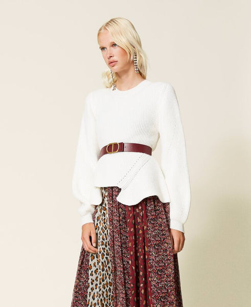 Maglia in misto lana con balze