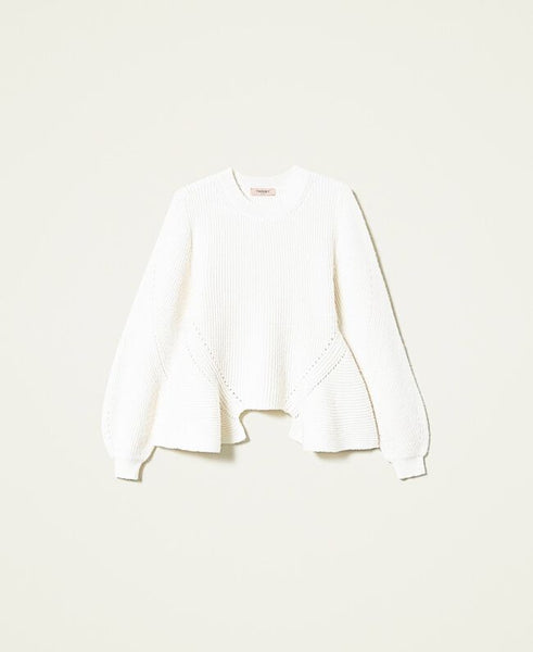 Maglia in misto lana con balze