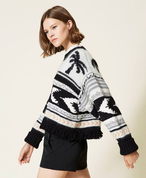 Maglia jacquard in misto lana