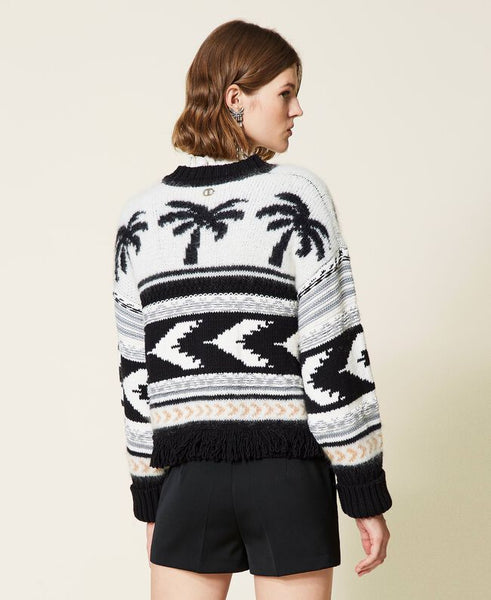 Maglia jacquard in misto lana