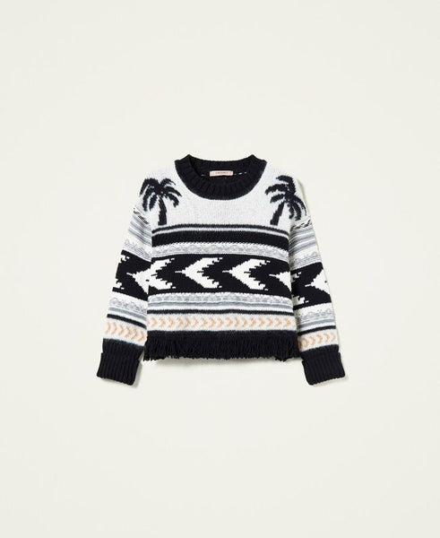 Maglia jacquard in misto lana