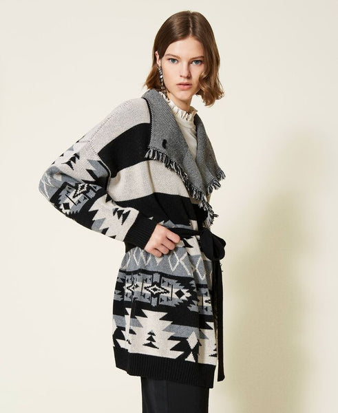 ⚡Cardigan jacquard con frange