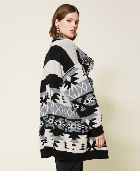 ⚡Cardigan jacquard con frange