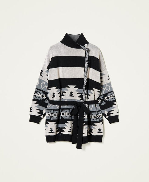 ⚡Cardigan jacquard con frange
