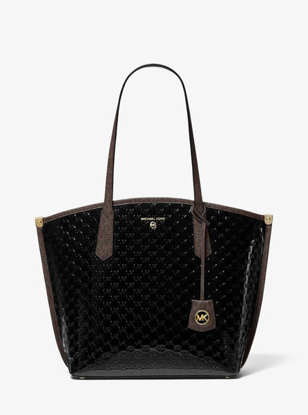 MICHAEL MICHAEL KORS Jane Logo Embossed Patent Leather Tote Bag