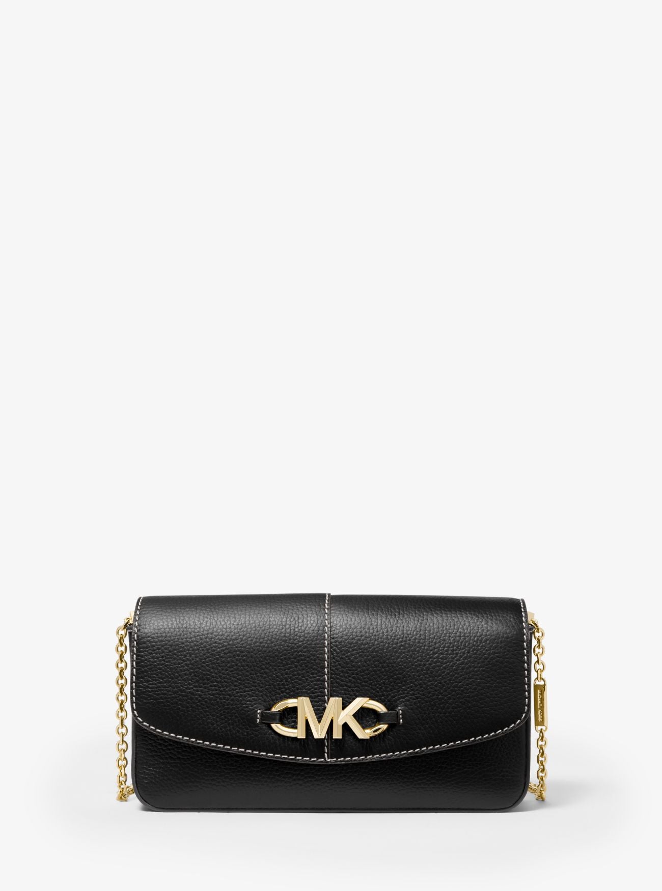 MICHAEL MICHAEL KORS Izzy Large Logo Embellished Pebbled Leather Clutch