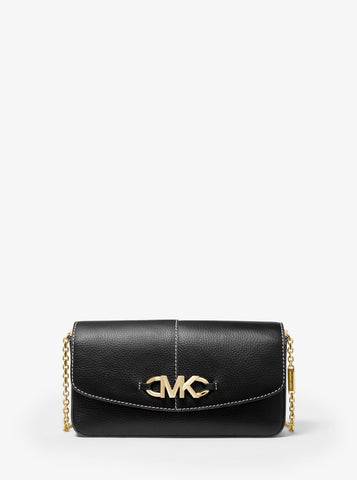 MICHAEL MICHAEL KORS Izzy Large Logo Embellished Pebbled Leather Clutch