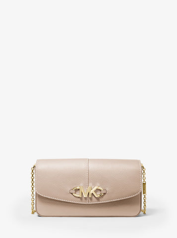 MICHAEL MICHAEL KORS Izzy Large Logo Embellished Pebbled Leather Clutch