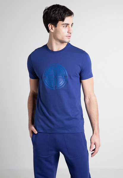 VERSACE COLLECTION T-shirt con stampa - blu scuro
