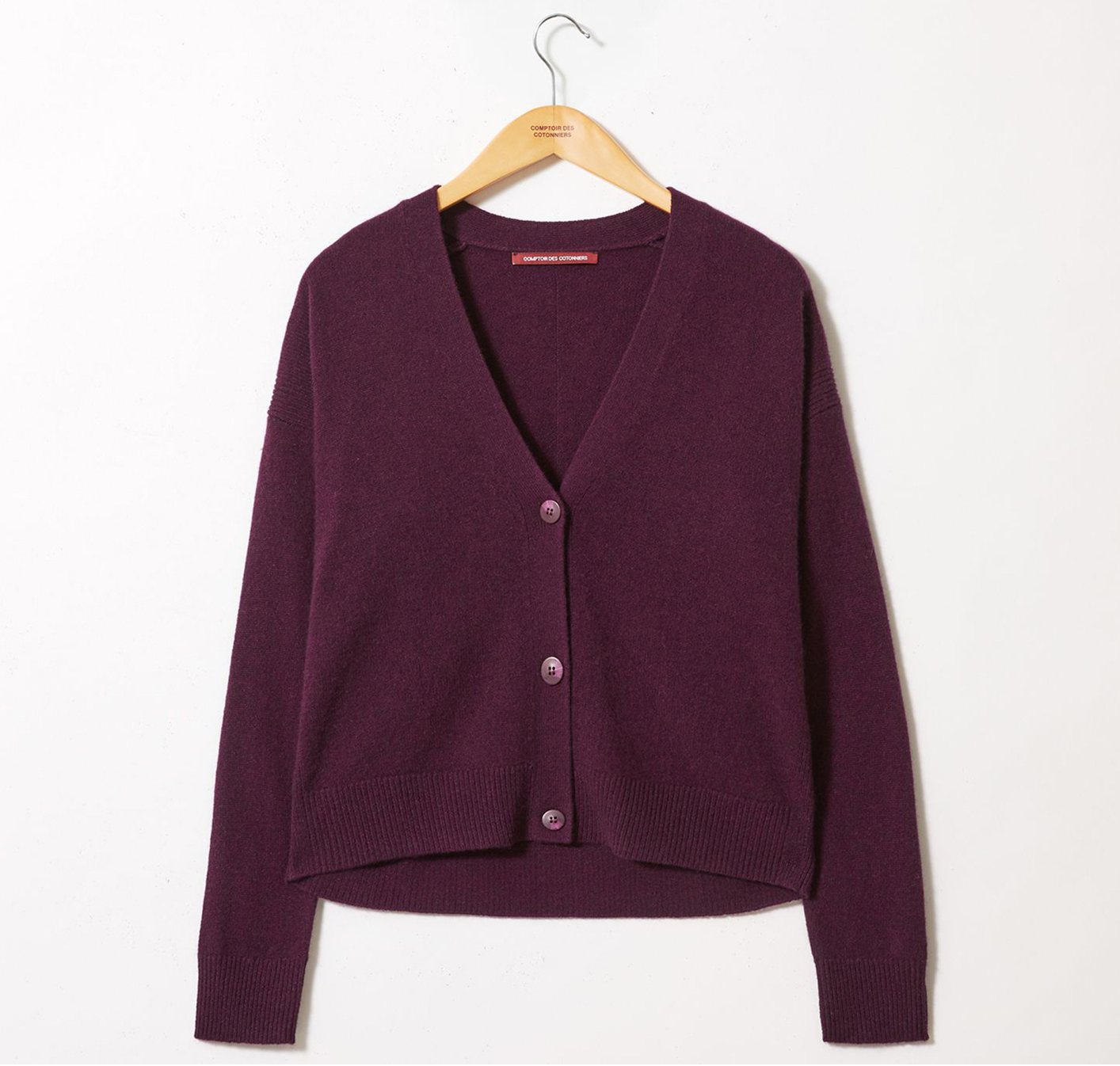 Copia del Cardigan Josiah - 100% cashmere - viola scuro