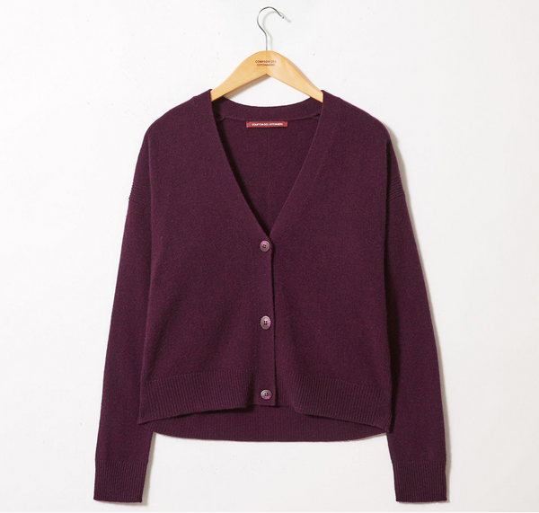 Copia del Cardigan Josiah - 100% cashmere - viola scuro