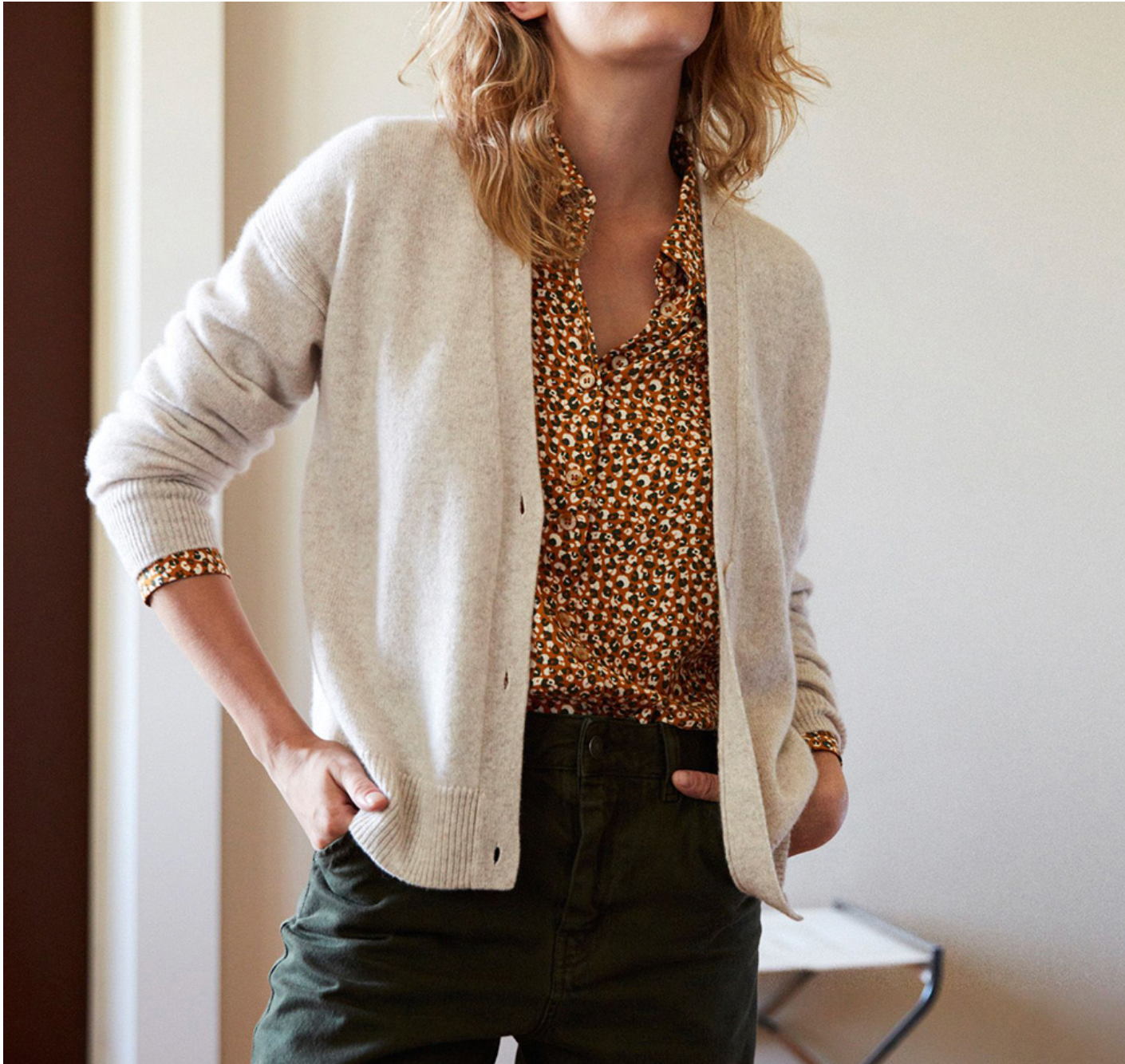Cardigan Josiah - 100% cashmere - panna