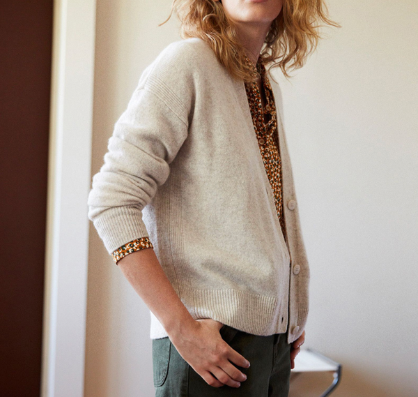 Cardigan Josiah - 100% cashmere - panna