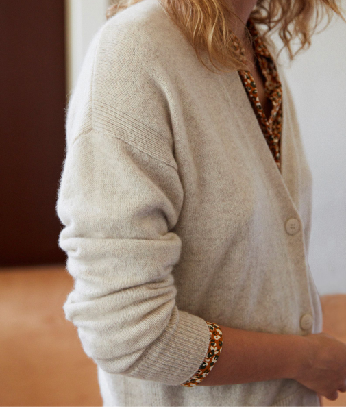 Cardigan Josiah - 100% cashmere - panna