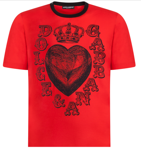 Jersey t-shirt with heart and DG crown print