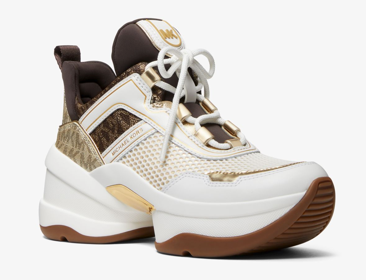 MICHAEL MICHAEL KORS Olympia Mesh and Metallic Logo Trainer