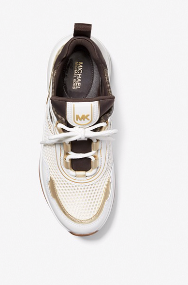 MICHAEL MICHAEL KORS Olympia Mesh and Metallic Logo Trainer