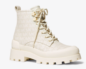 MICHAEL KORS Payton Denim Jacquard Combat Boot Natural