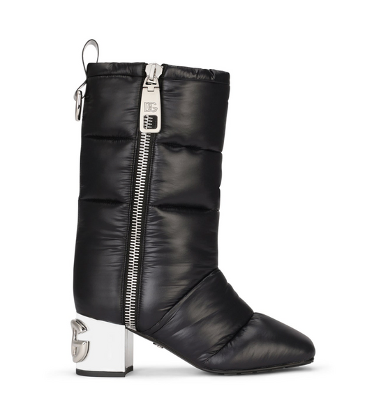 Quilted nylon ankle boots with DG Karol heel